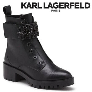 NEW, Karl Lagerfeld Paris, Pippa Lace Up Boot,‎ Black